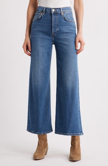 Re/Done High Waist Crop Wide Leg Jeans | Nordstrom