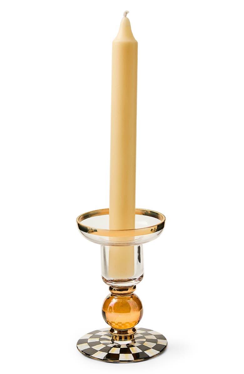 MACKENZIE CHILDS Courtly Check Small Glass Candleholder, Alternate, color, Black/ White