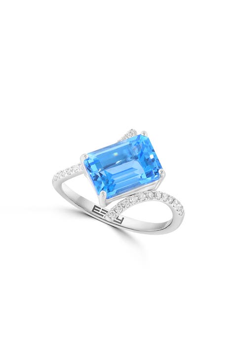 Diamond & Blue Topaz Ring