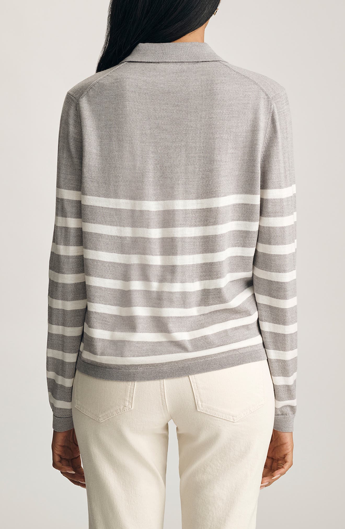 Stripe Wool Polo Sweater - image 2