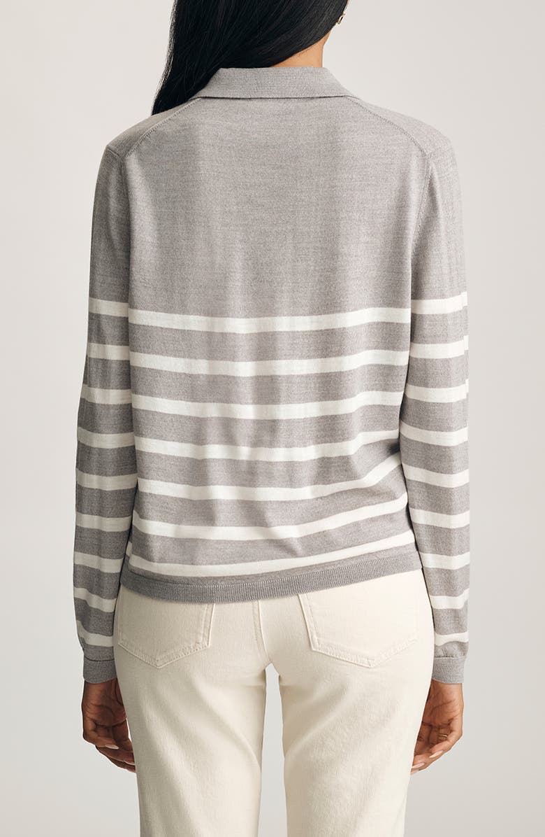 Mavi Jeans Stripe Wool Polo Sweater, Alternate, color, Light Grey Melange Stripe