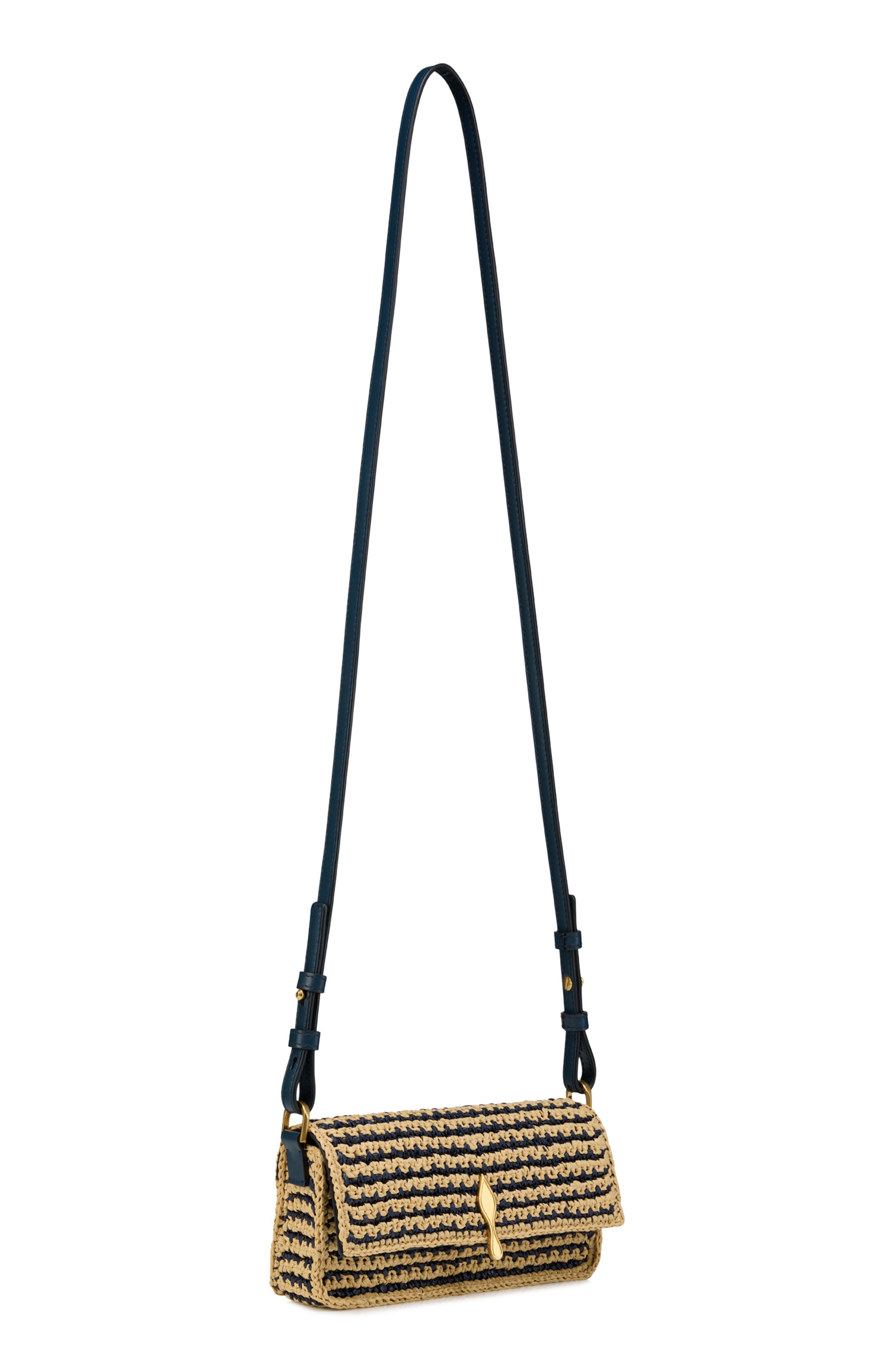 Christian Louboutin Mini Bettina Raffia Clutch, Alternate, color, 3373 Naturel/Last Night