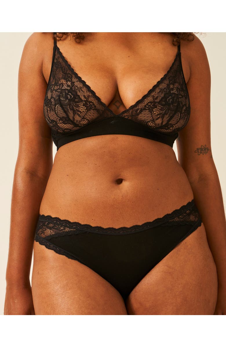 Stripe & Stare Eco Lace Original Knicker Four <br />Pack, Alternate, color, Black