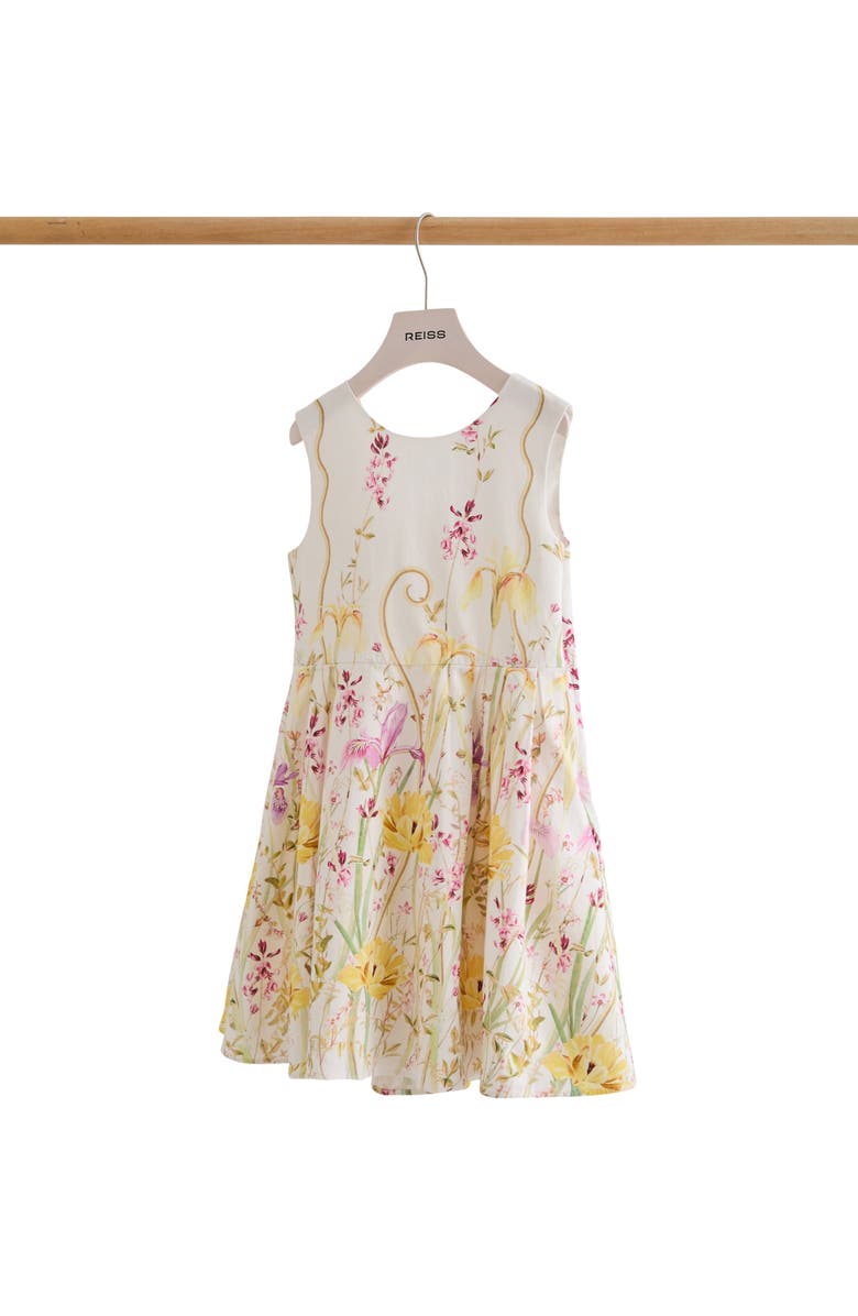 Reiss Fern Floral-Print Cotton Dress, Alternate, color, Ivory Print