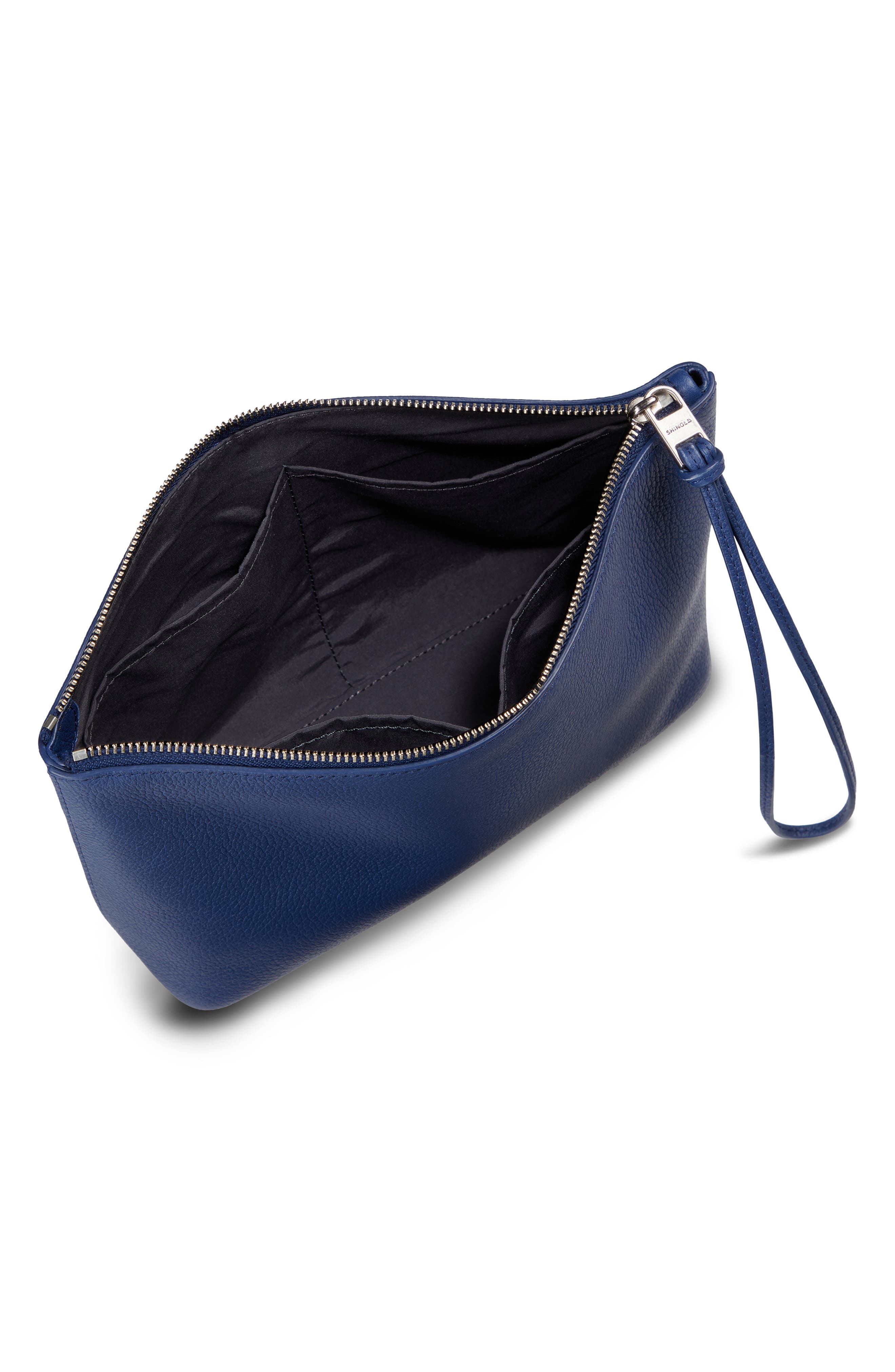 Small Zip Pebbled Leather Cosmetic Case, Alternate, color, BLUE