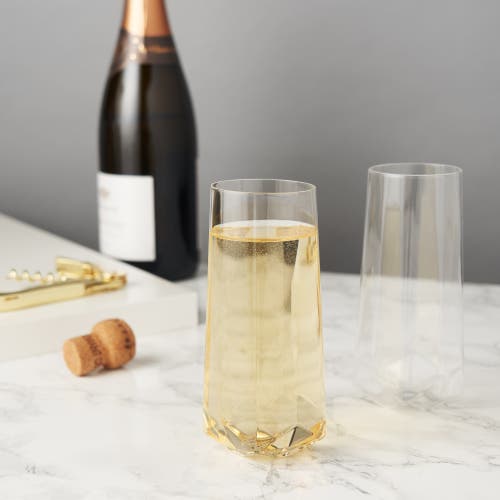 Viski Seneca Crystal Faceted Stemless Champagne Flutes Set Of 2 In Clear