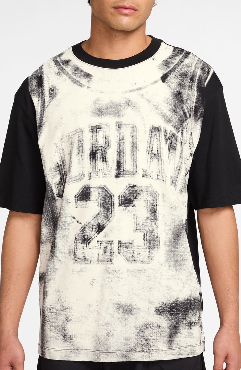 Jordan Allover Print Oversize Graphic T-Shirt, Alternate, color, Black/ Sail