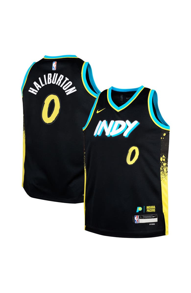 Nike Youth Nike Tyrese Haliburton Black Indiana Pacers 2023/24 Swingman Replica Jersey - City Edition, Main, color, 