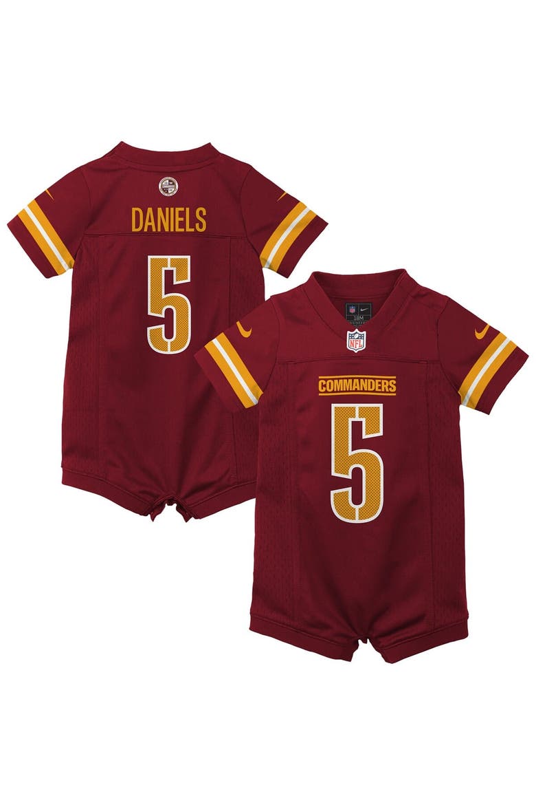 Newborn & Infant Nike Jayden Daniels Burgundy Washington Commanders Game Romper Jersey, Main, color, Burgundy