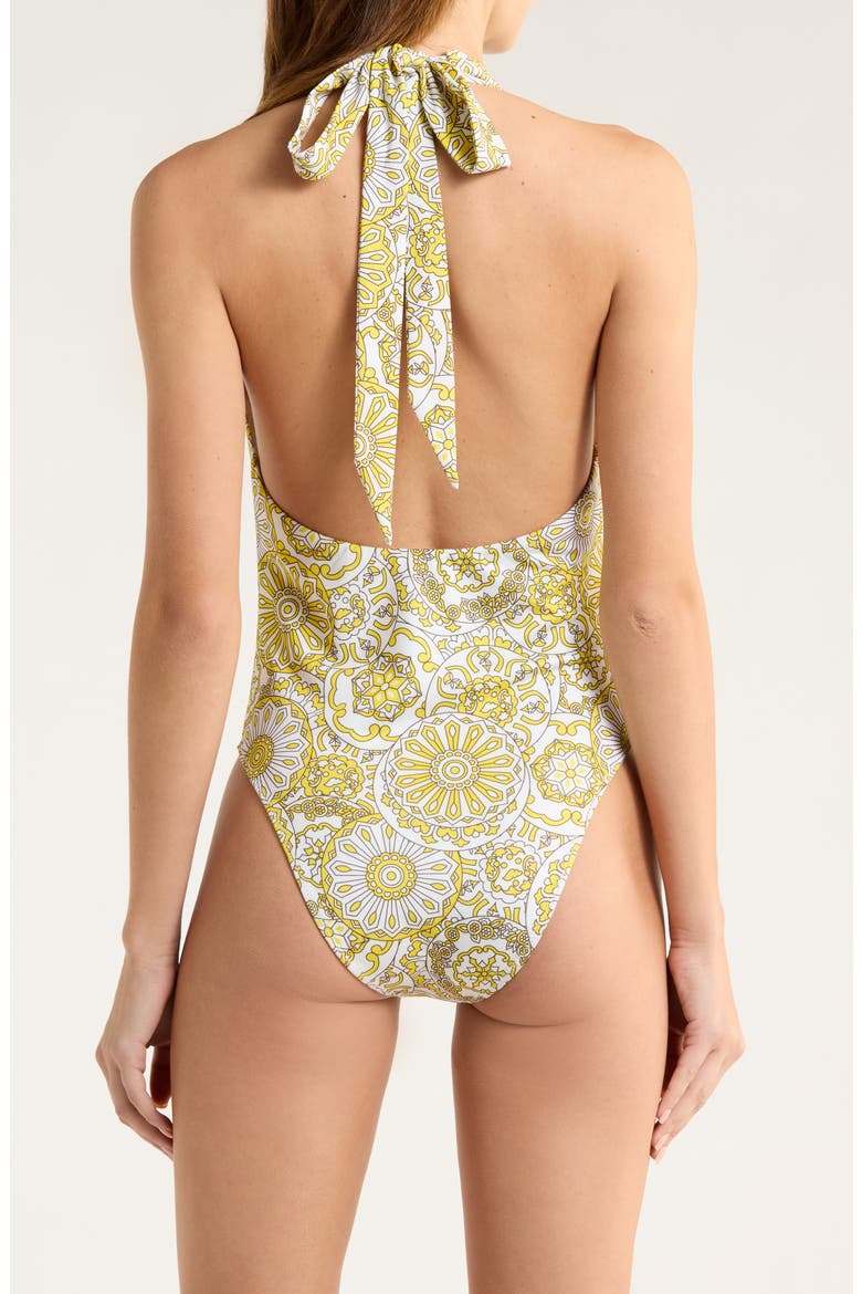Lorela Halter One-Piece Swimsuit, Alternate, color, SUNGLOW COMBO