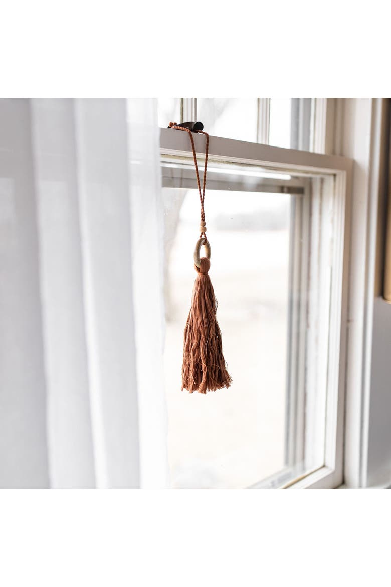 Hoop Top Orange Tassel Cotton & Wood, Alternate, color, Orange