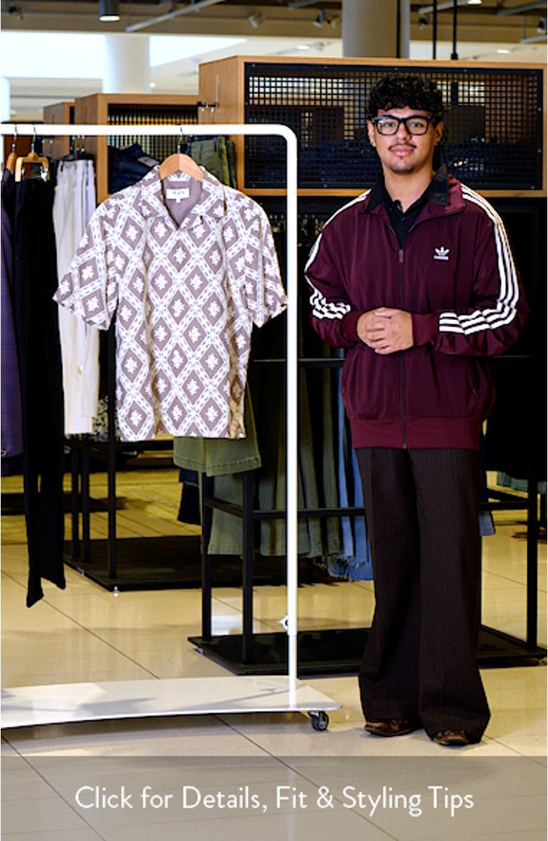 Didcot Diamond Lace Inset Button-Up Camp Shirt, sales video thumbnail