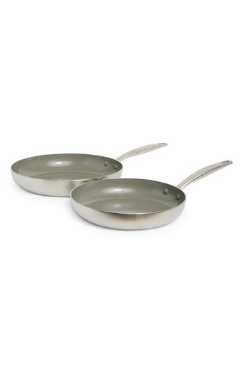 Greenpan Chatham Stainless Steel Set Of 2 Fry Pans In Silver