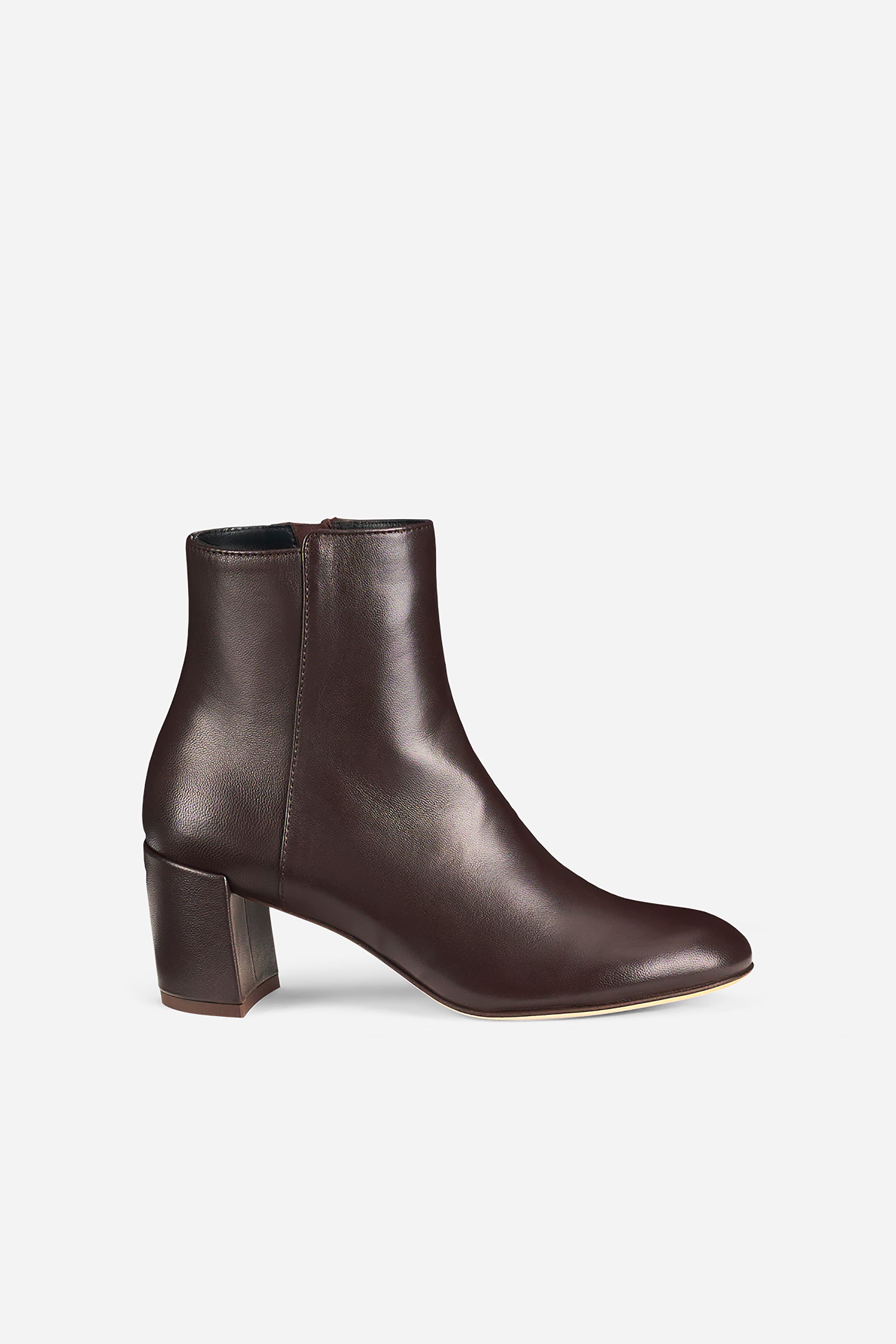 Lynn Bootie Heeled Leather Ankle Boot, Main, color, Testa di moro
