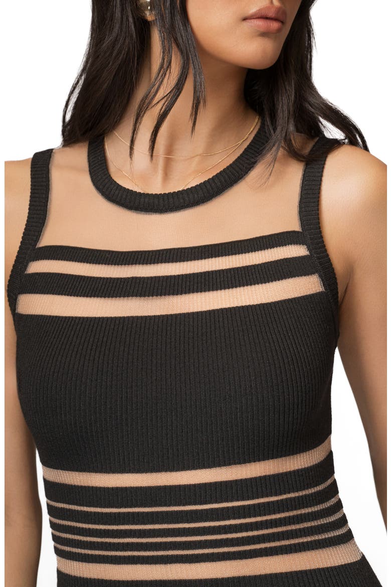 Jianna Sheer Stripe Maxi Dress, Alternate, color, BLACK