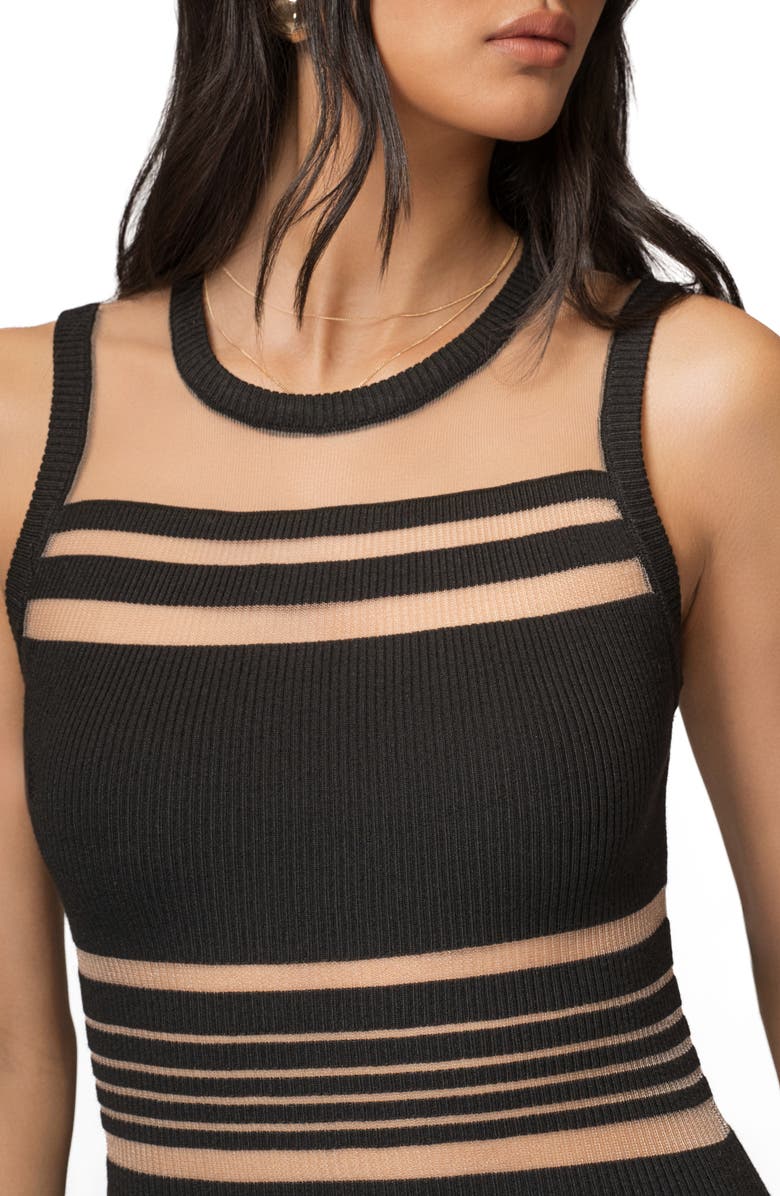 JLUXLABEL Jianna Sheer Stripe Maxi Dress, Alternate, color, Black