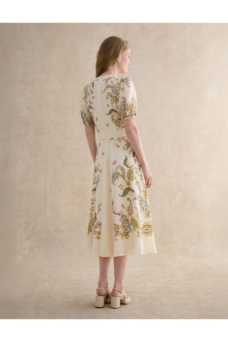 Alma Silk Printed Midi Dress, Alternate, color, Cream Multi