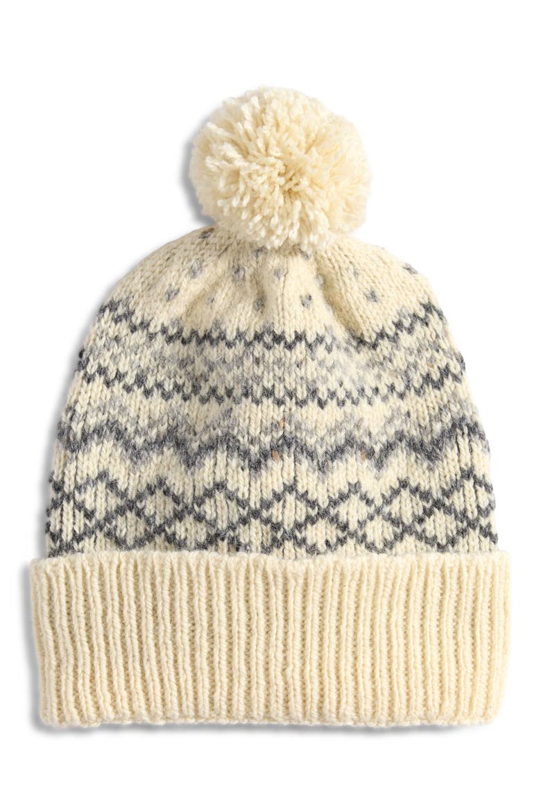 Fair Isle Float Jacquard Wool & Mohair Beanie, Main, color, WHITE