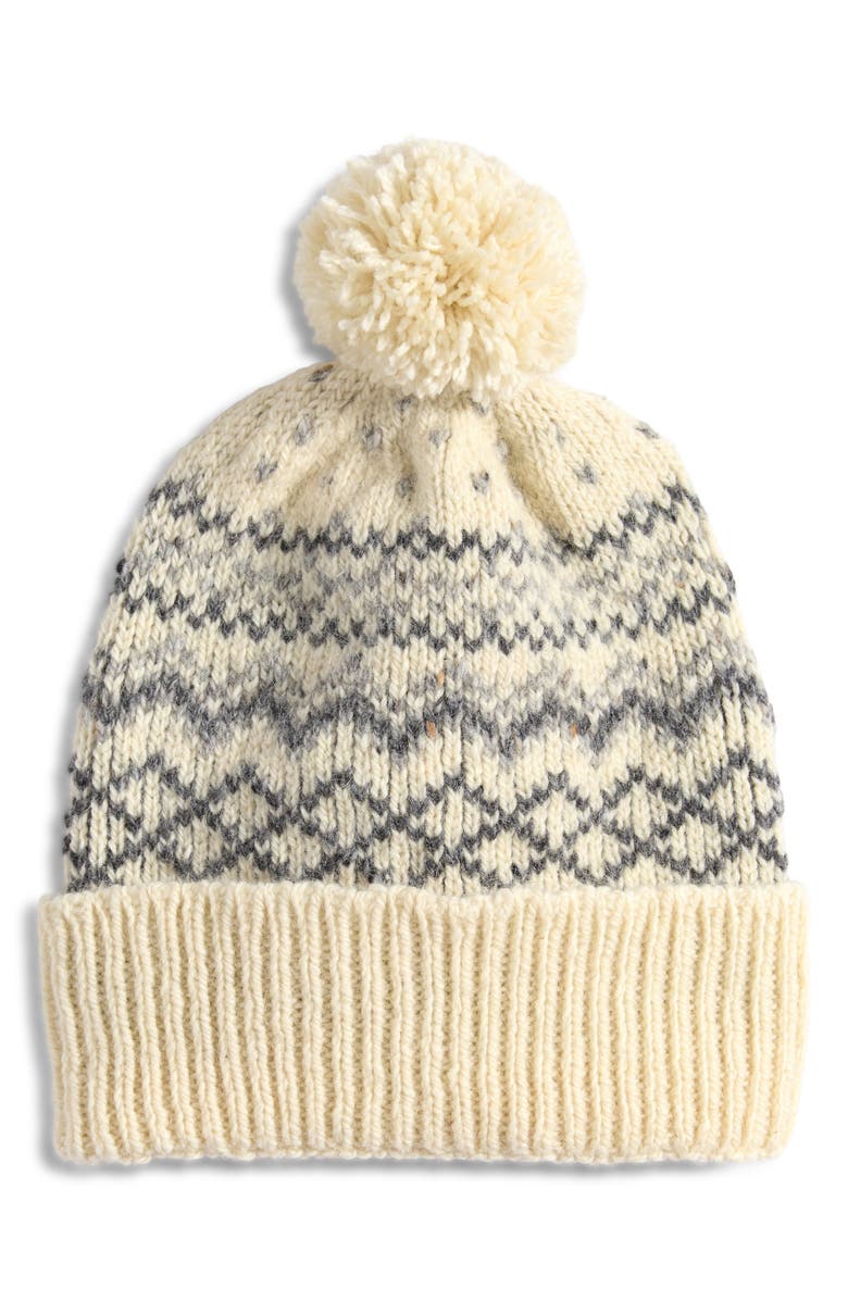 Thom Browne Fair Isle Float Jacquard Wool & Mohair Beanie, Main, color, White