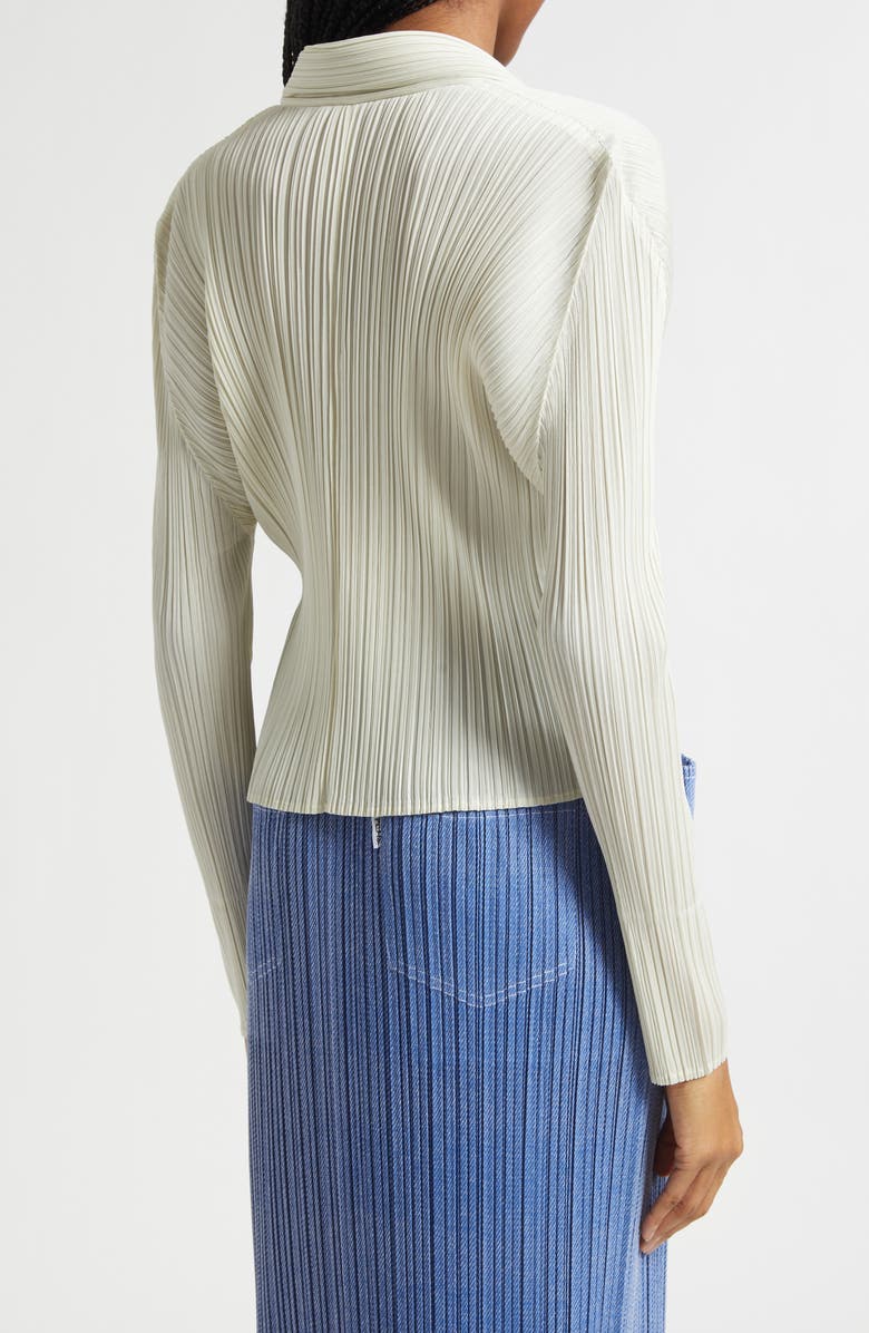 Issey Miyake Monthly Colors May Pleated Button-Up Shirt, Alternate, color, Ivory