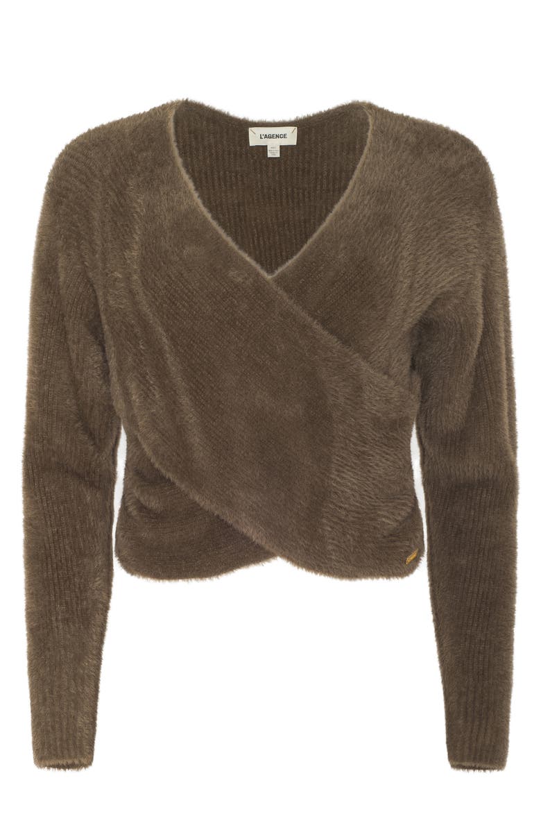 L'AGENCE Antonella Surplice Neck Sweater, Alternate, color, Driftwood