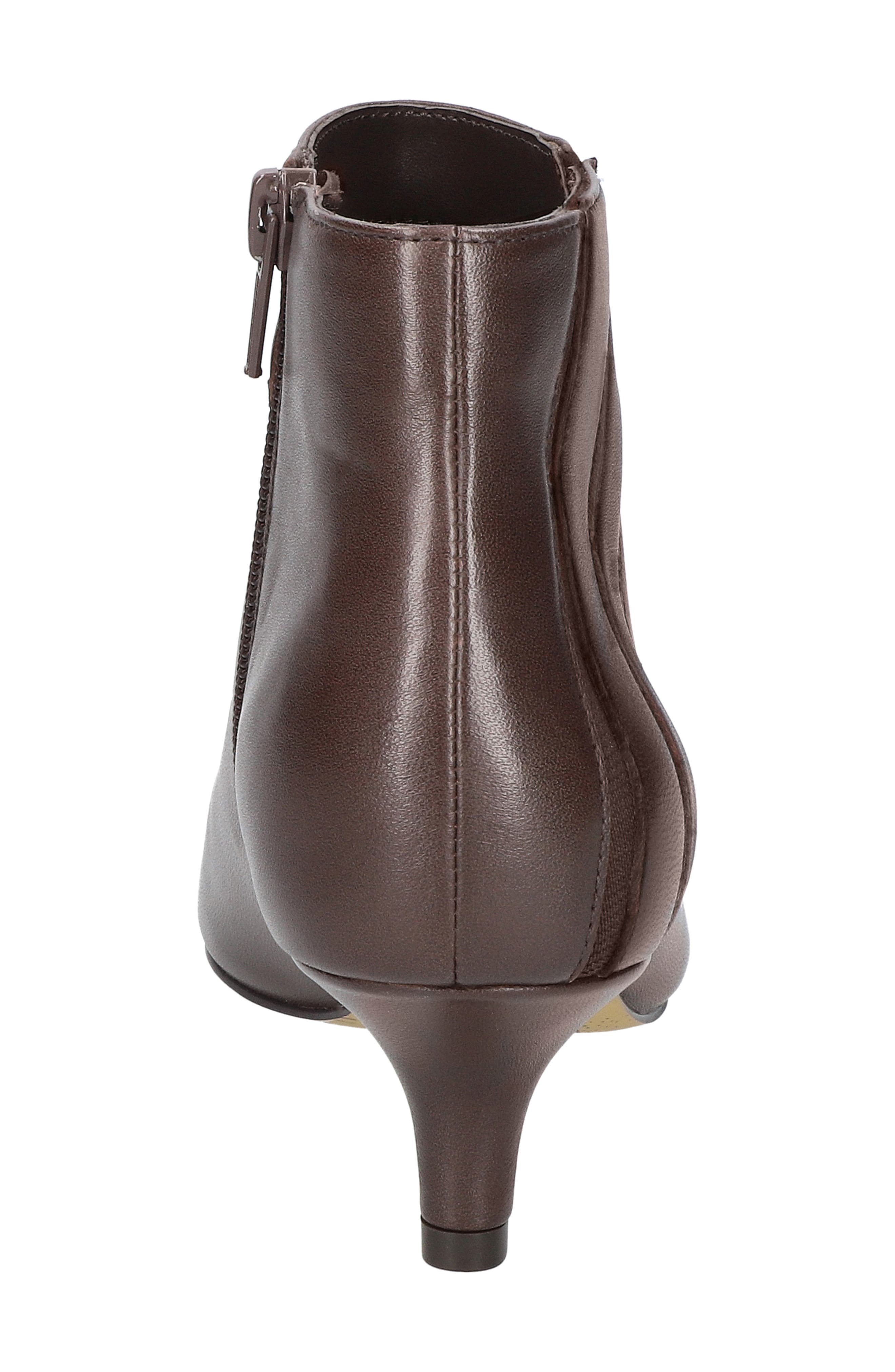 Bella Vita Faraday Pointed Toe Kitten Heel Bootie, Alternate, color, Brown Leather