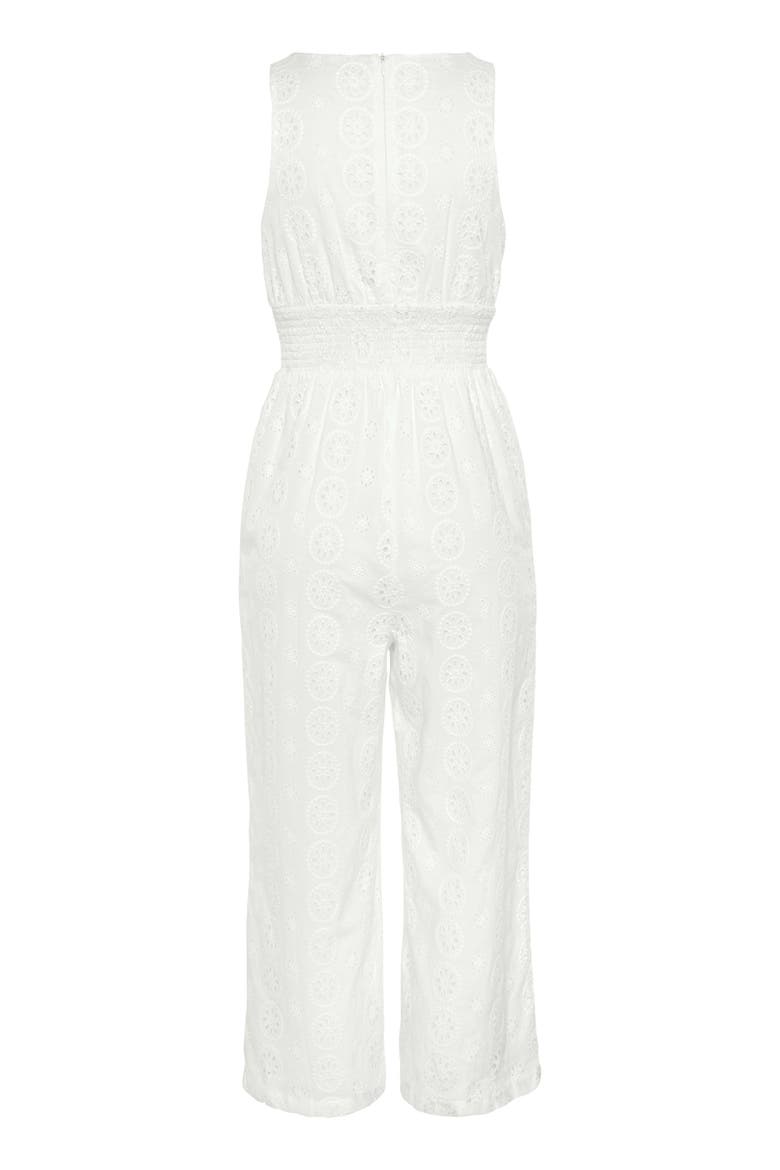 Sleeveless Eyelet Jumpsuit, Alternate, color, White