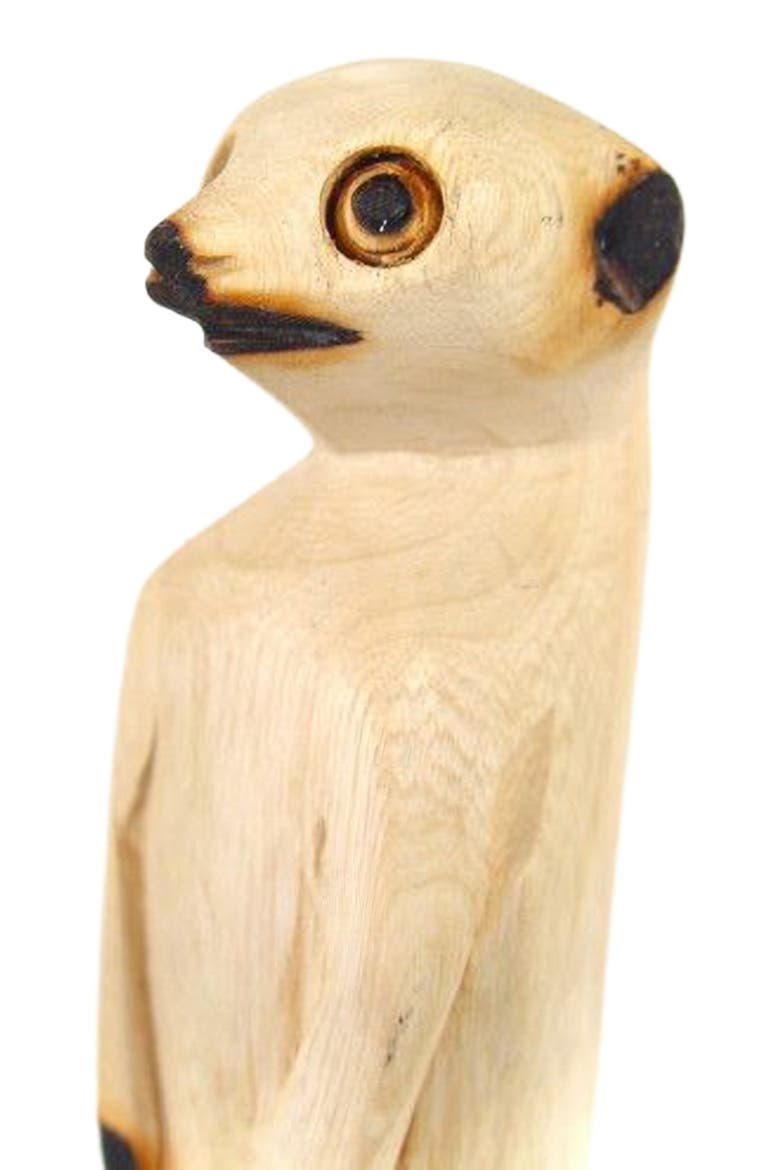 Hand Carved Standing Meerkat, Alternate, color, Natural