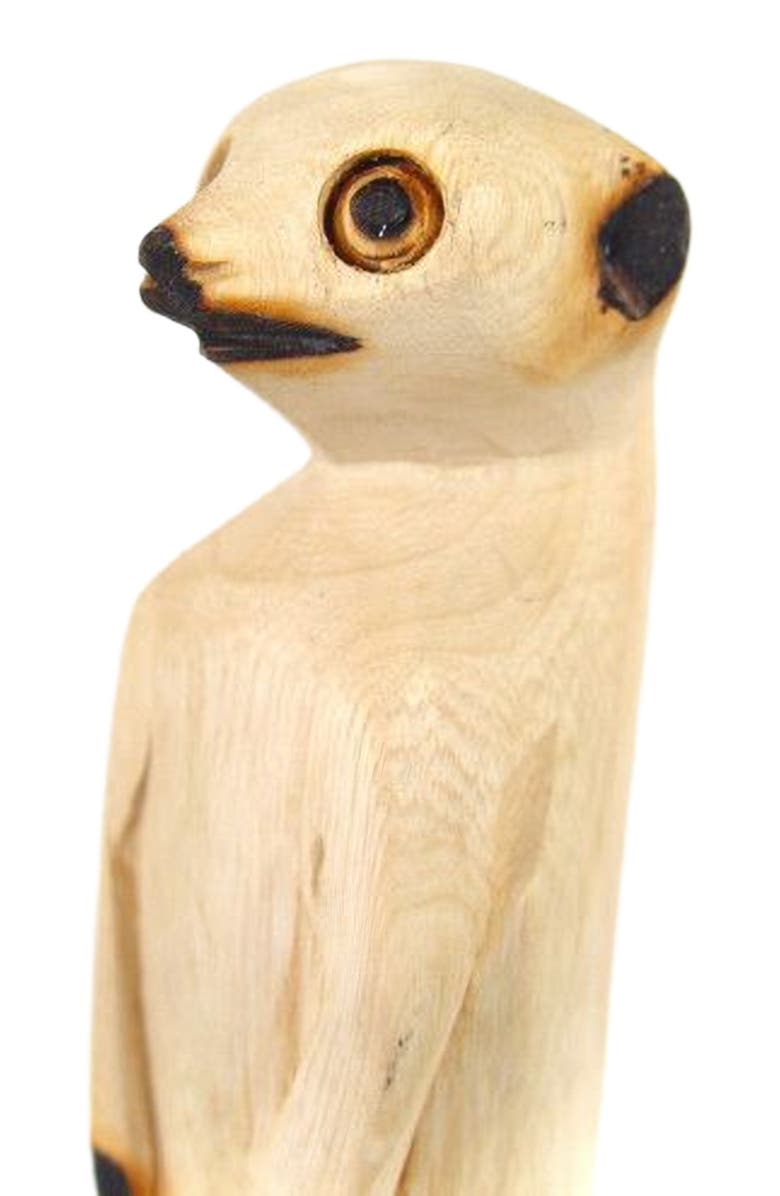 Mbare Hand Carved Standing Meerkat, Alternate, color, Natural