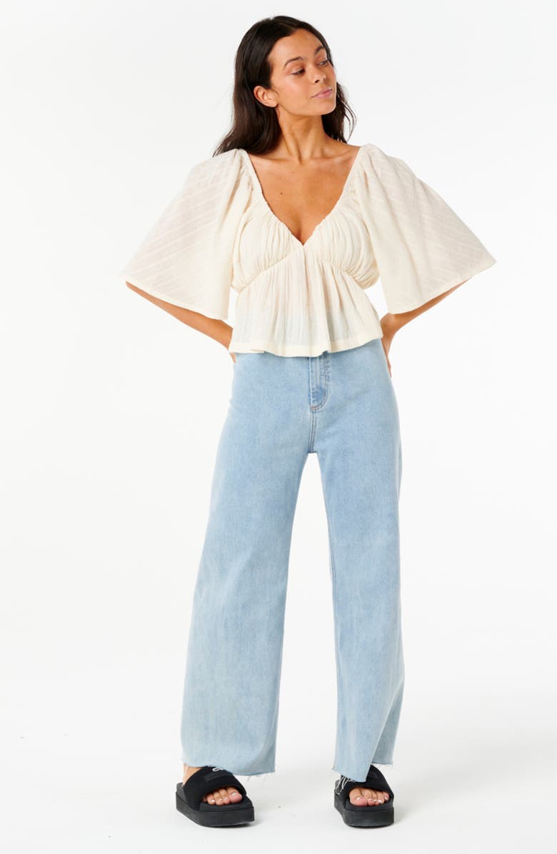 Rip Curl Neon Isles Short Sleeve Peplum Top, Alternate, color, Bone