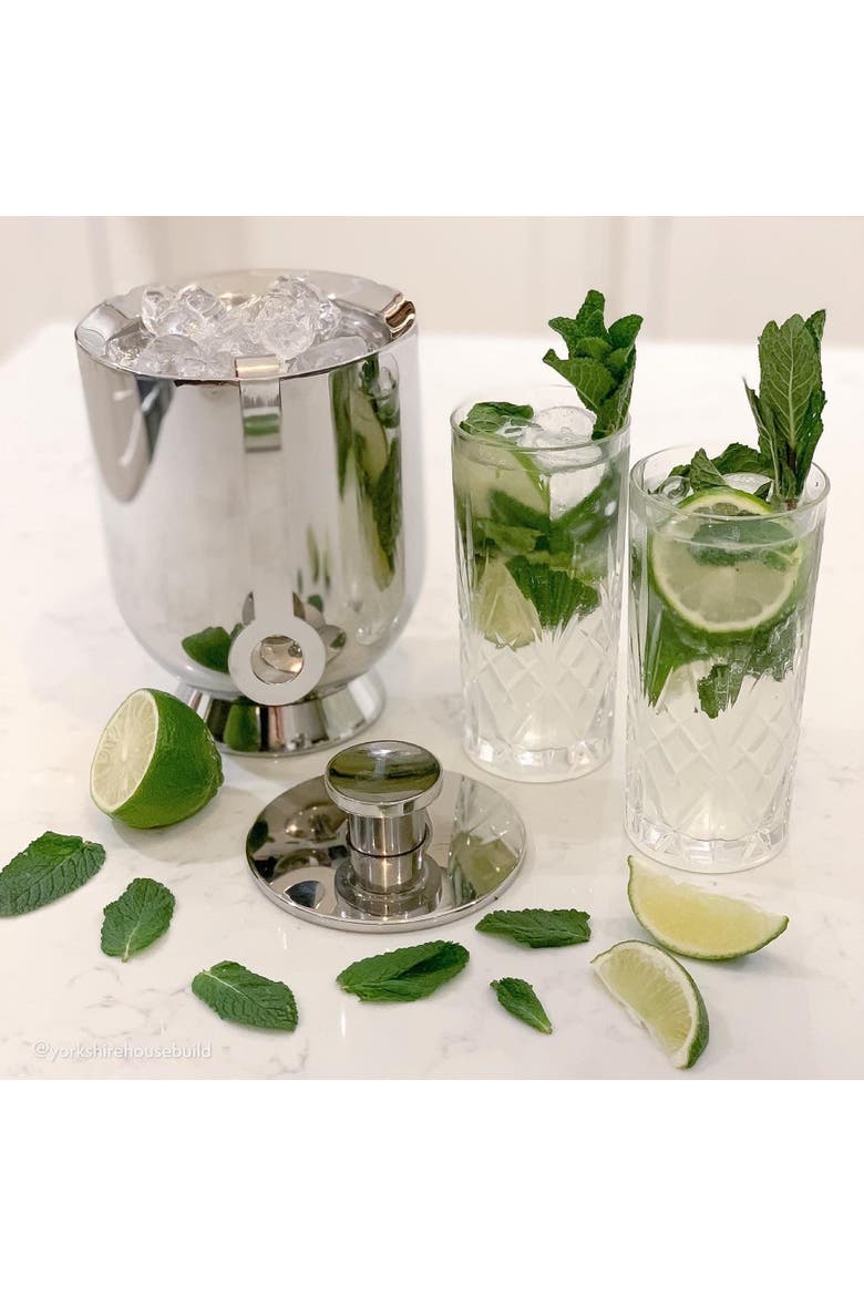 Trombone Ice Bucket & Tongs, Alternate, color, Silver