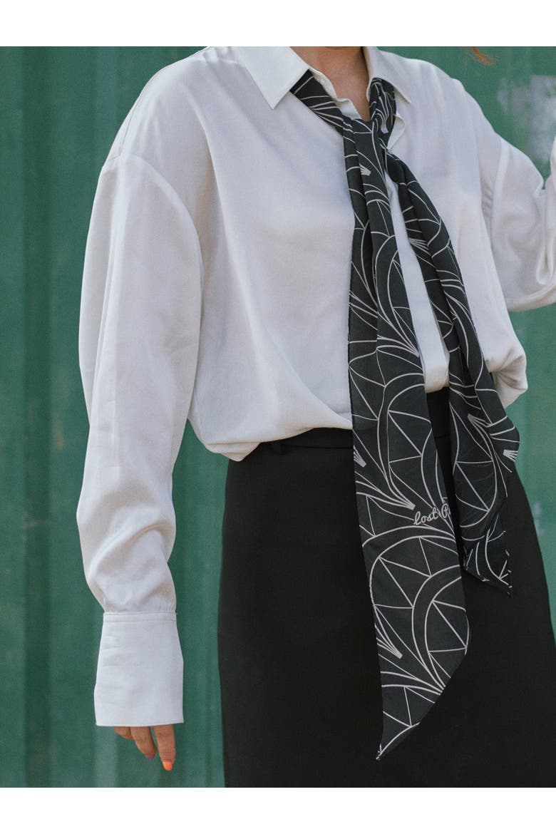 "Chrysler" Silk Crepe Neck Scarf, Alternate, color, Empire Black