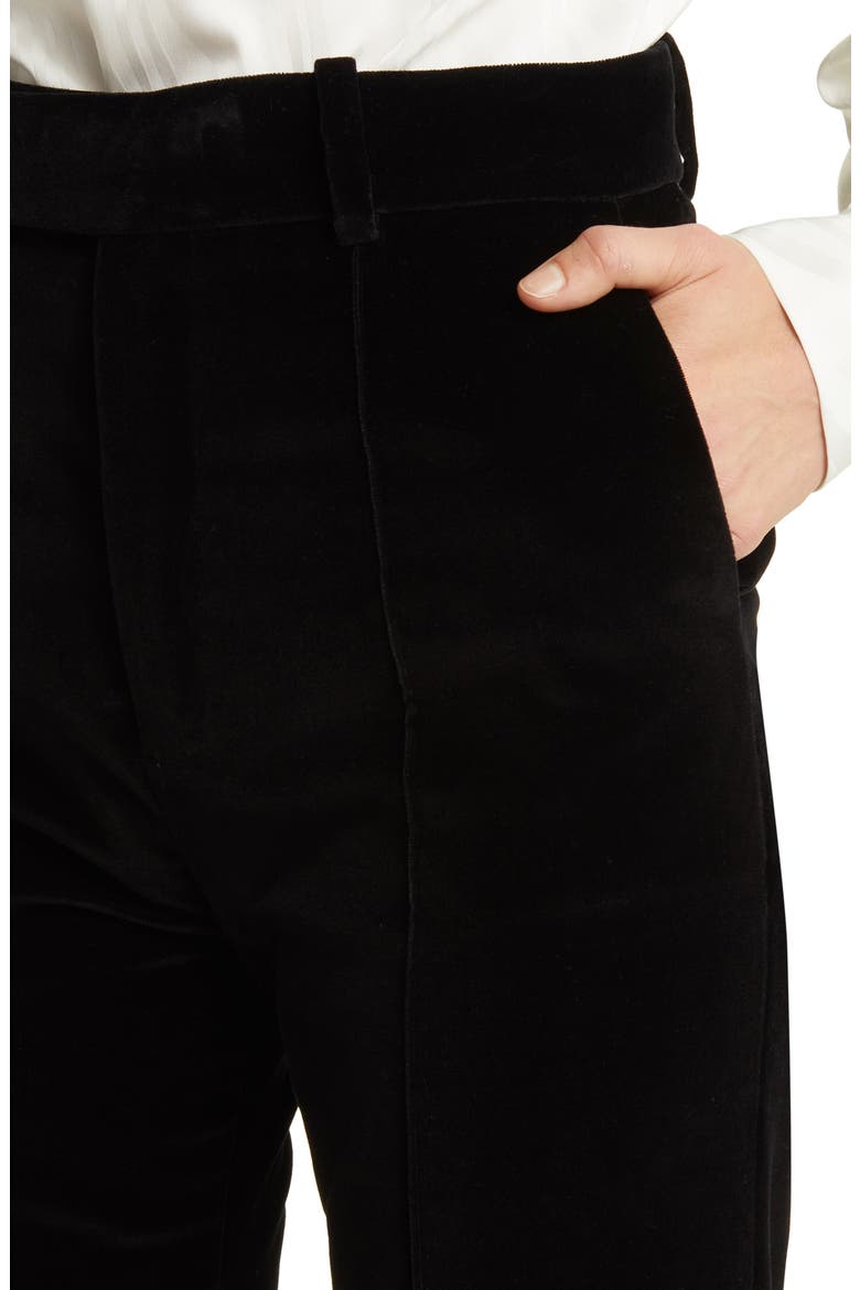 The Slim Stacked Velvet Trousers, Alternate, color, BLACK