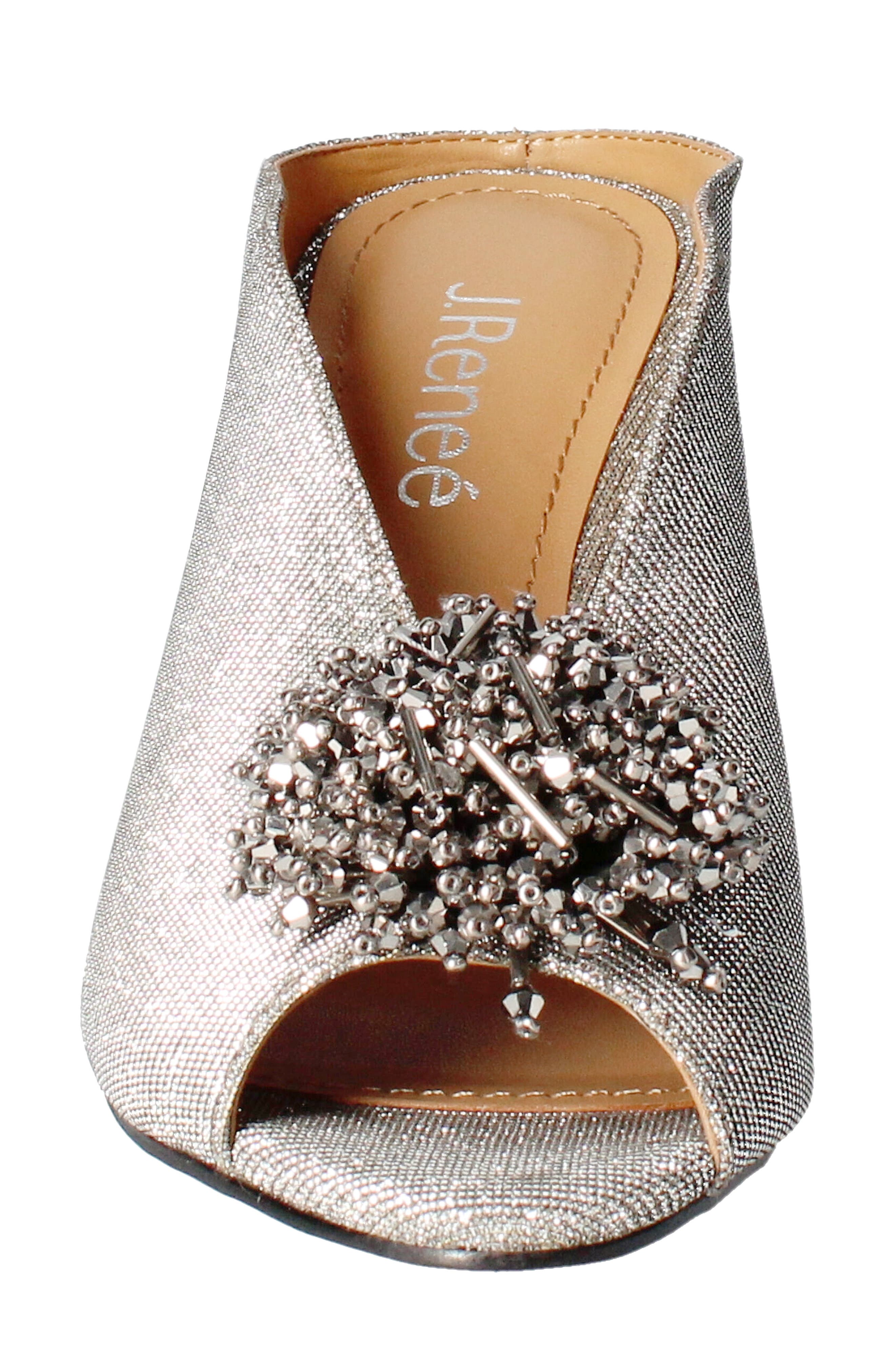 J. Reneé Emilia Peep Toe Mule, Alternate, color, Pewter Dance Glitter