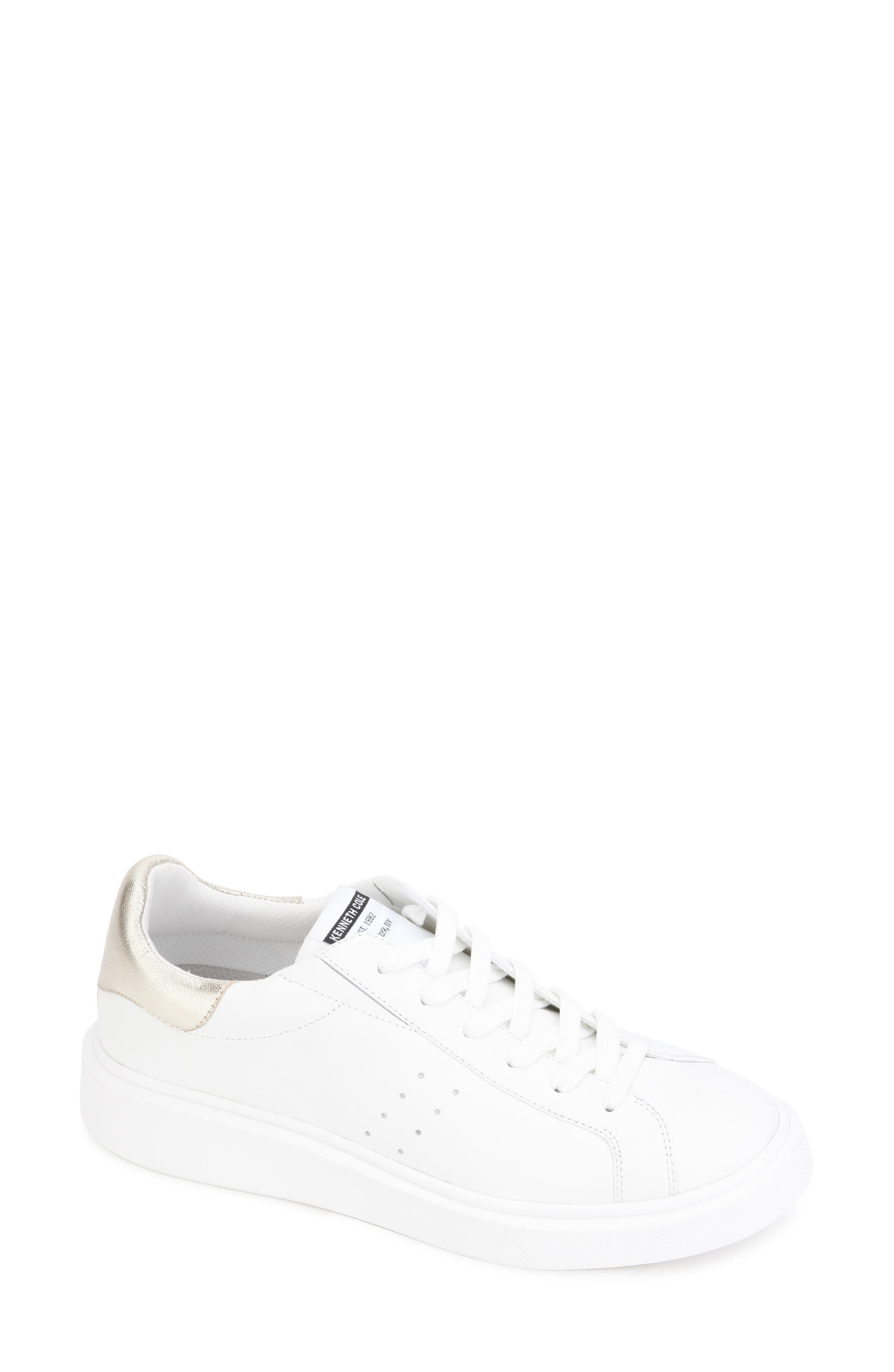 Kam Platform Sneaker, Main, color, WHITE/ SHINY LIGHT GOLD