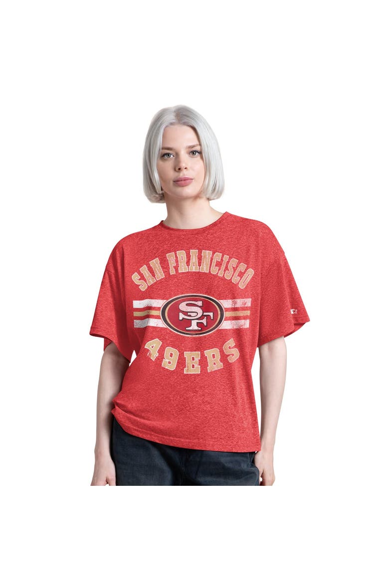 Women's Starter  Scarlet San Francisco 49ers Jump Shot Boyfriend Tri-Blend T-Shirt, Main, color, Scarlet