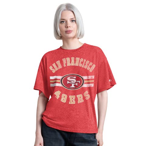 Women's Starter  Scarlet San Francisco 49ers Jump Shot Boyfriend Tri-Blend T-Shirt