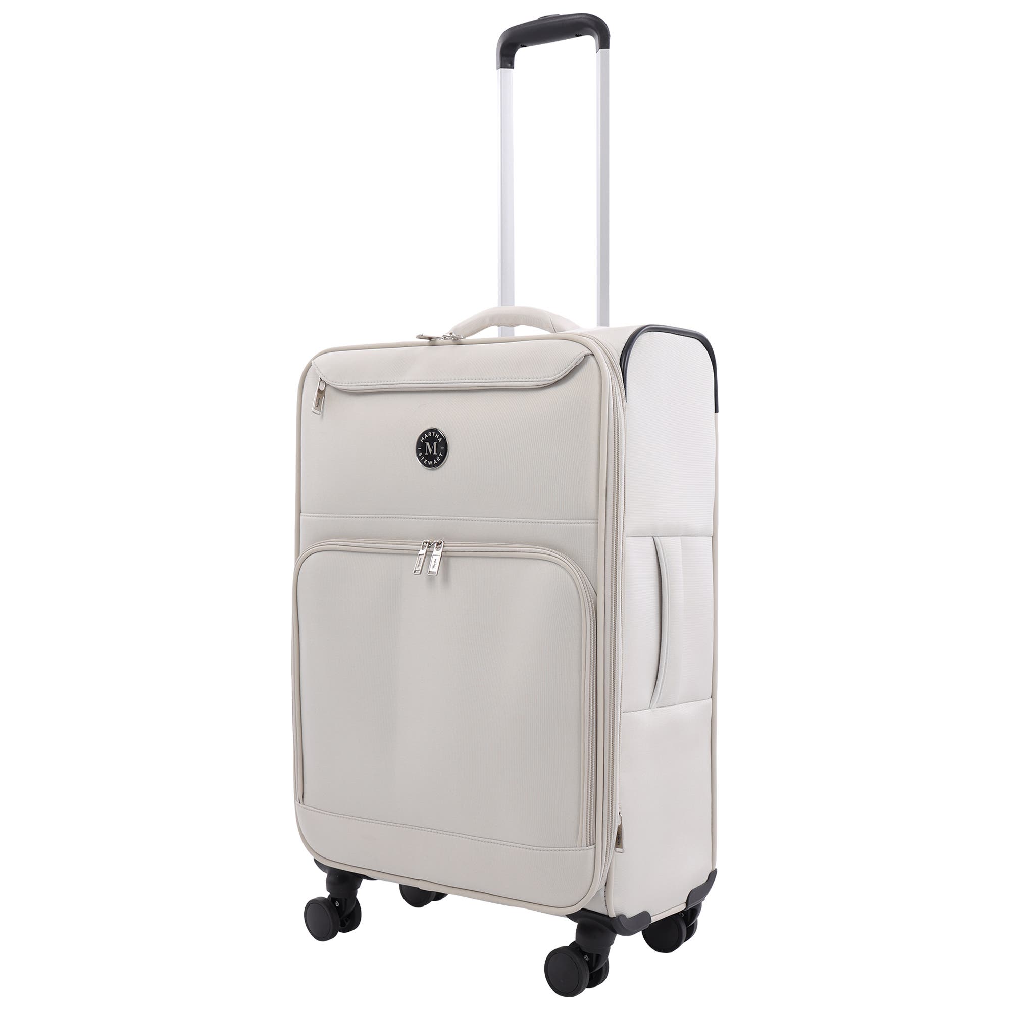 MARTHA STEWART 27" Softside Luggage - Expandable Spinner Suitcase with 8 Wheels & Front Zip Pockets, Main, color, Light Grey