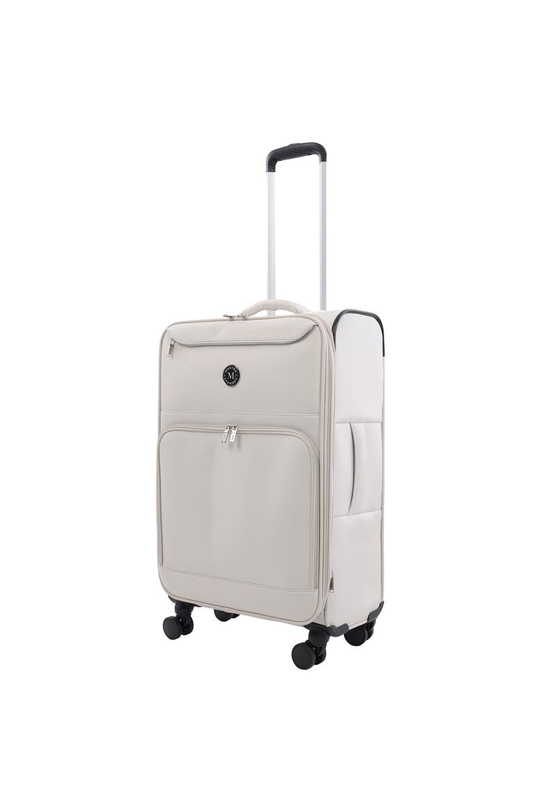 27" Softside Luggage - Expandable Spinner Suitcase with 8 Wheels & Front Zip Pockets, Main, color, LIGHT GREY