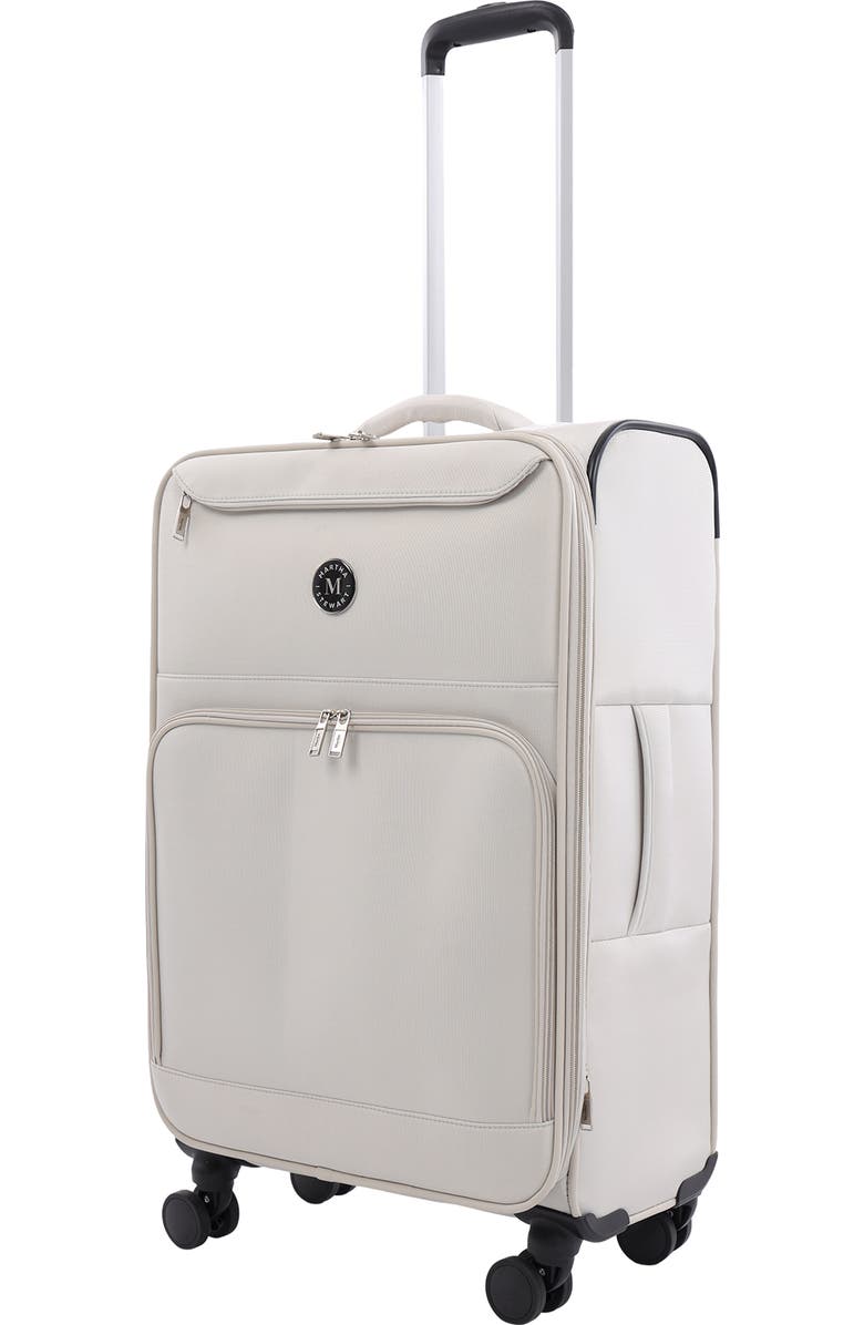 MARTHA STEWART 27" Softside Luggage - Expandable Spinner Suitcase with 8 Wheels & Front Zip Pockets, Main, color, Light Grey