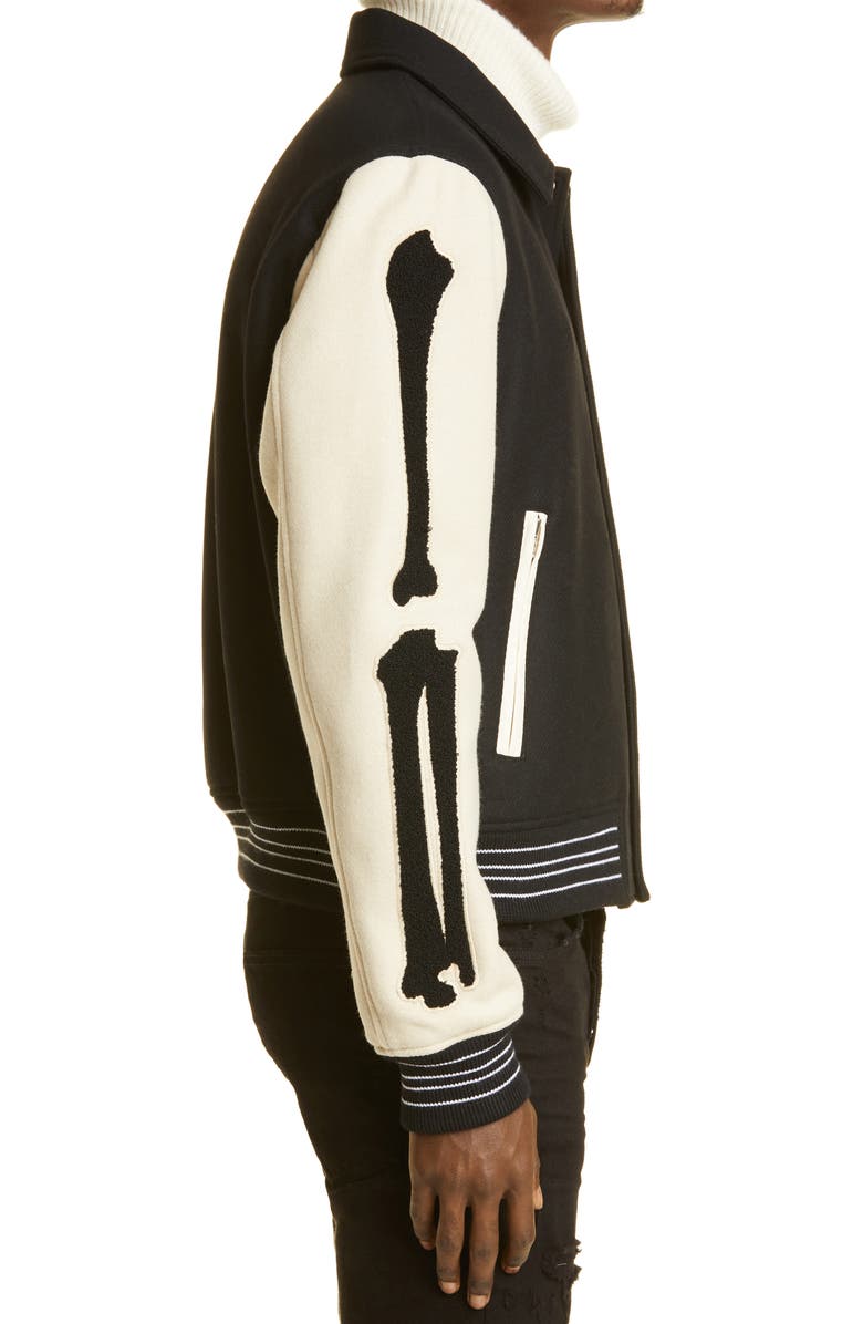 AMIRI Bones Wool Blend Varsity Jacket, Alternate, color, 
