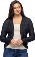 24seven Comfort Apparel Curved Hem Open Front Long Womens Bolero Shrug