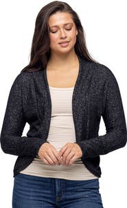 24seven Comfort Apparel Curved Hem Open Front Long Womens Bolero Shrug