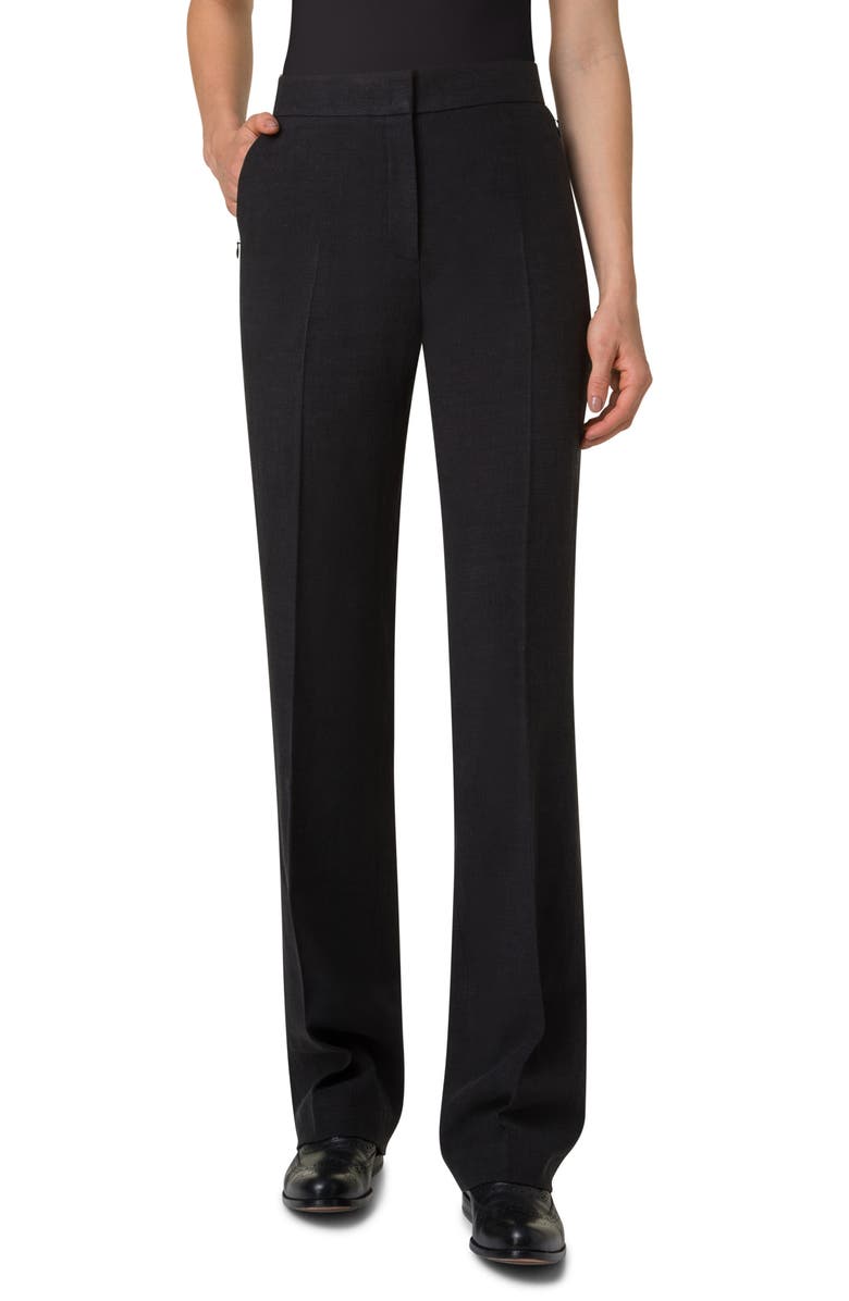 Akris Carl Linen & Wool Blend Pants, Main, color, Black