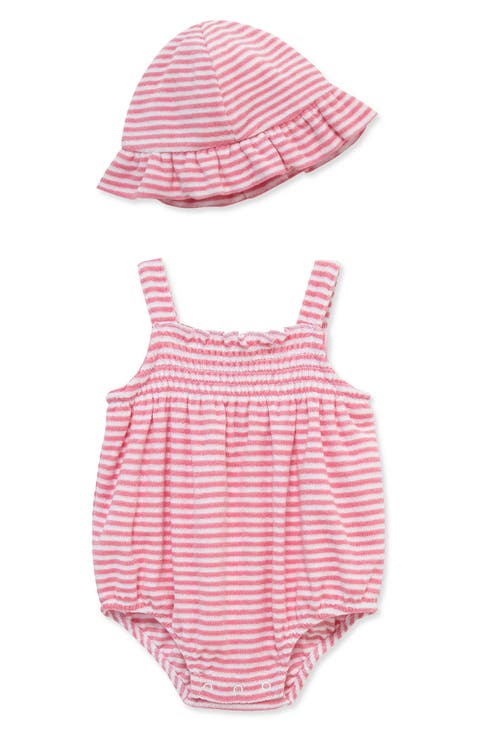 Stripe Terry Bubble Romper & Sun Hat Set (Baby)
