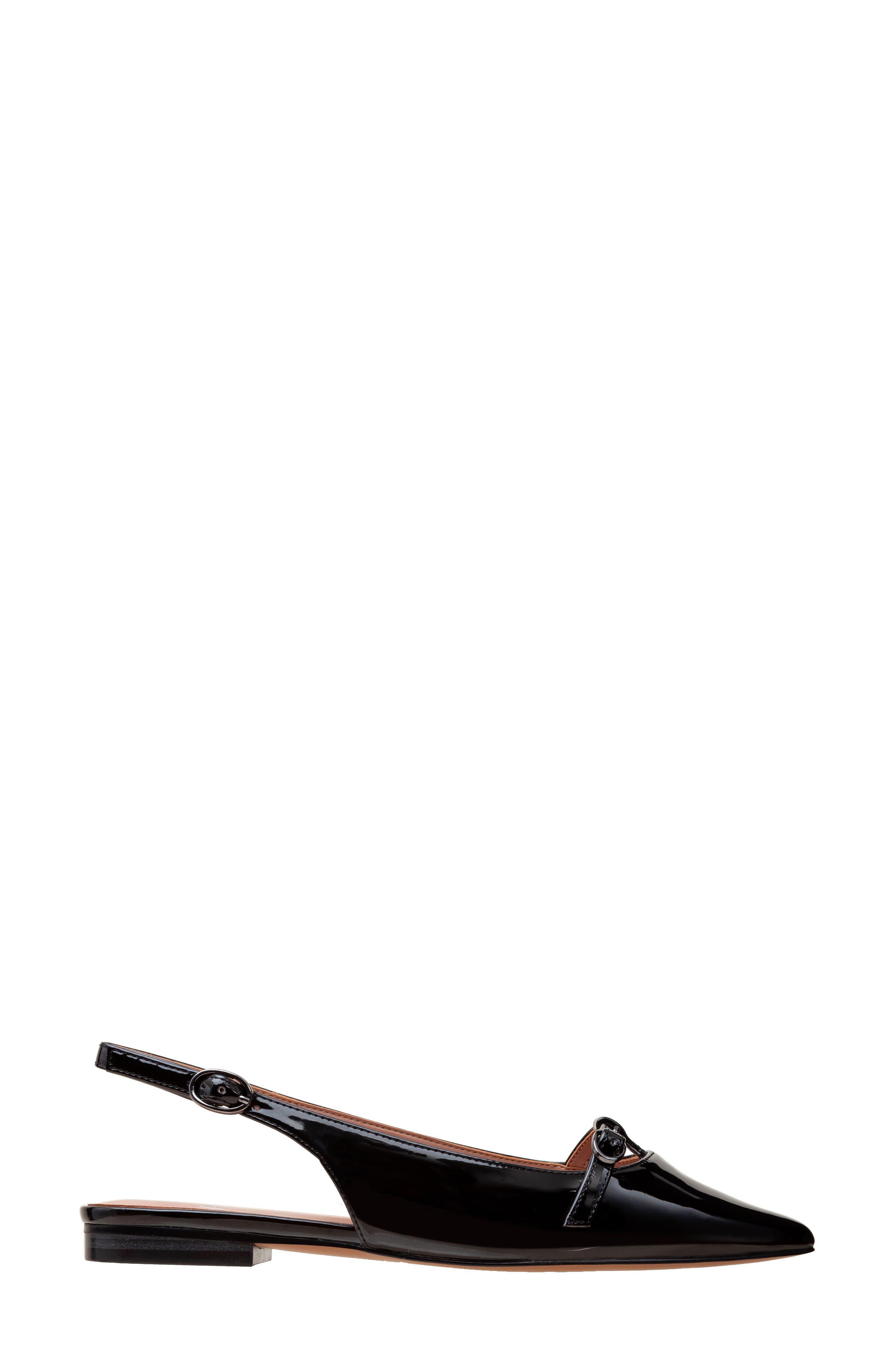 Linea Paolo Celina Pointed Toe Slingback Flat, Alternate, color, Black