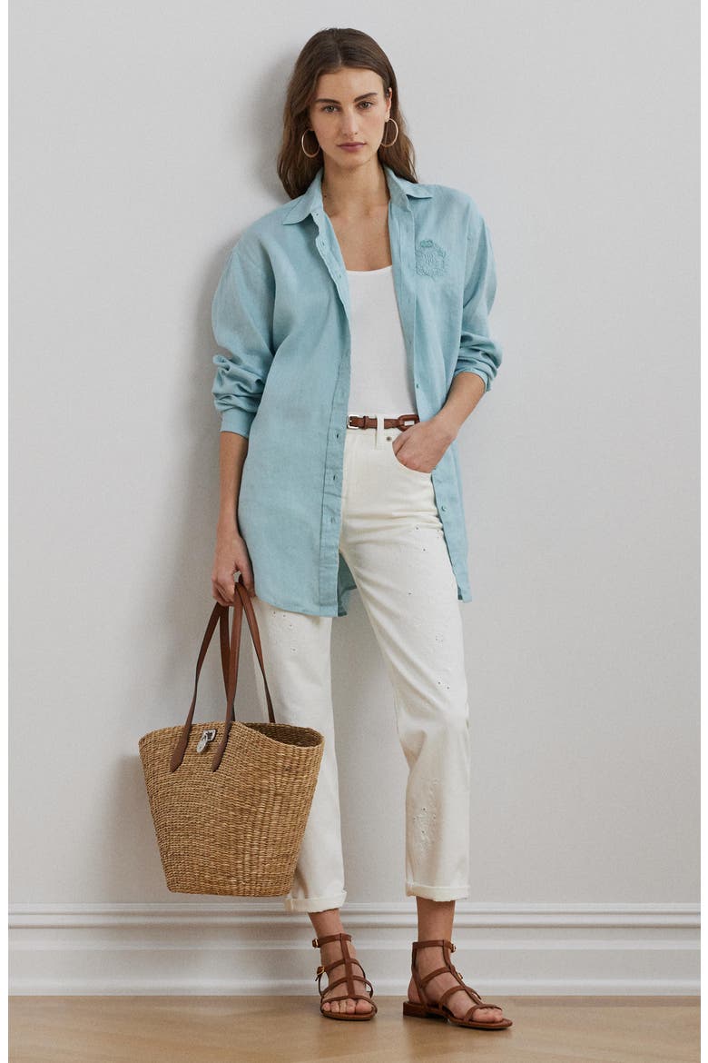 Relaxed Tapered Ankle Jeans, Alternate, color, WHITE WSH