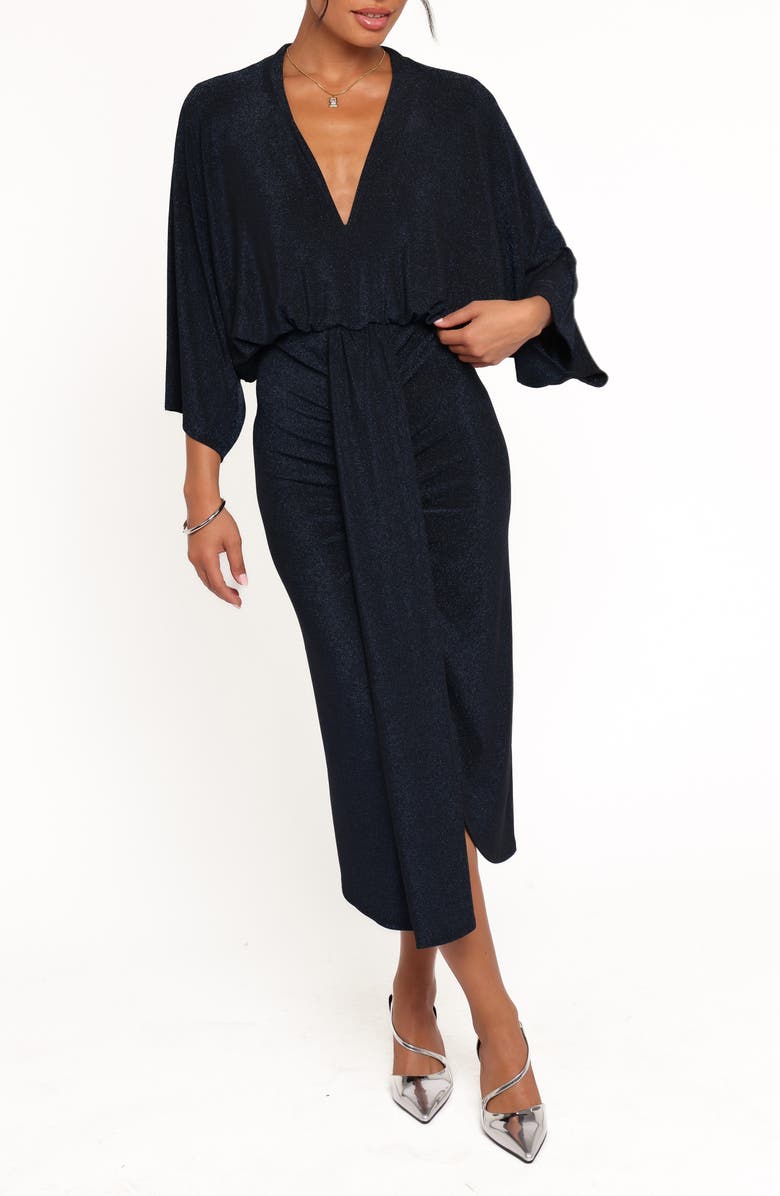 Petal & Pup Audrina Sparkle Midi Dress, Main, color, Midnight Blue