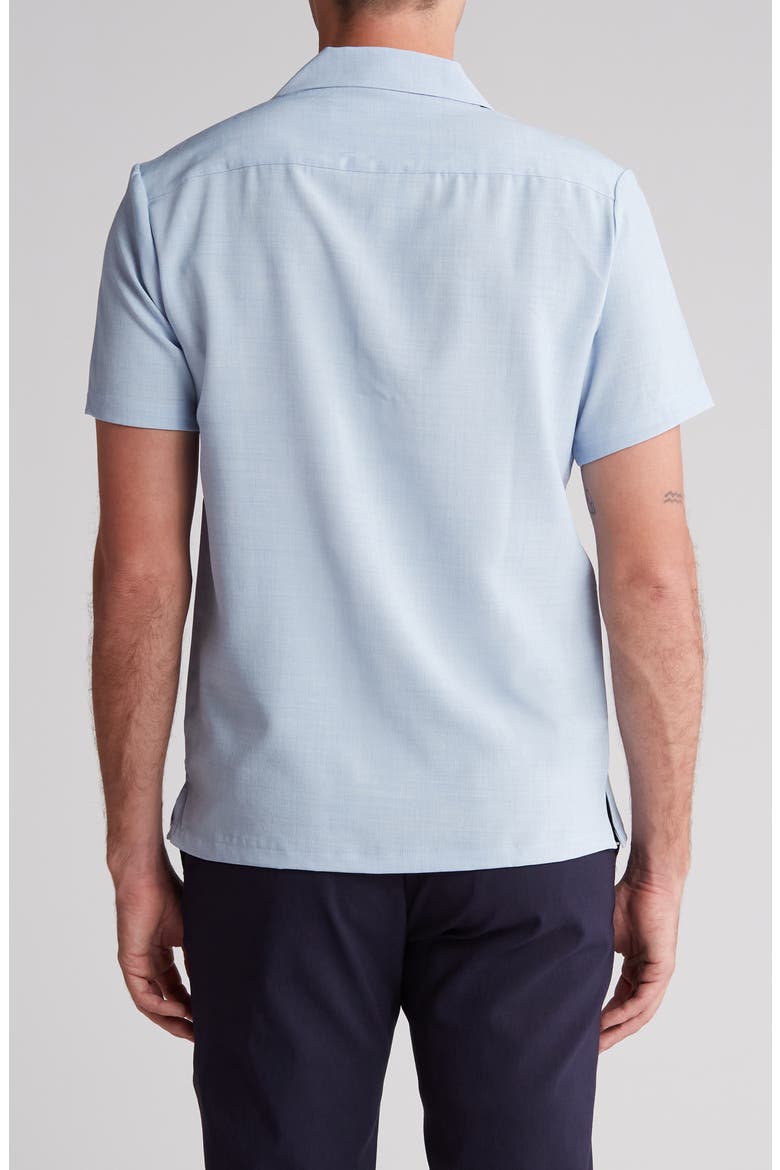 Mélange Short Sleeve Button-Up Camp Shirt, Alternate, color, LIGHT BLUE