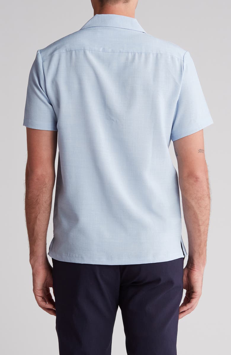 DENIM AND FLOWER Mélange Short Sleeve Button-Up Camp Shirt, Alternate, color, Light Blue